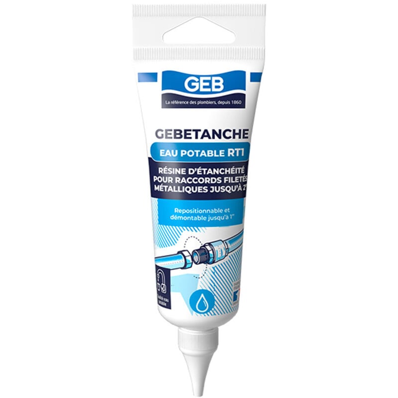 Etanche Eau potable RT1 - Tube de 50ml - Pour raccords dégraissés, sans filasse - GEB