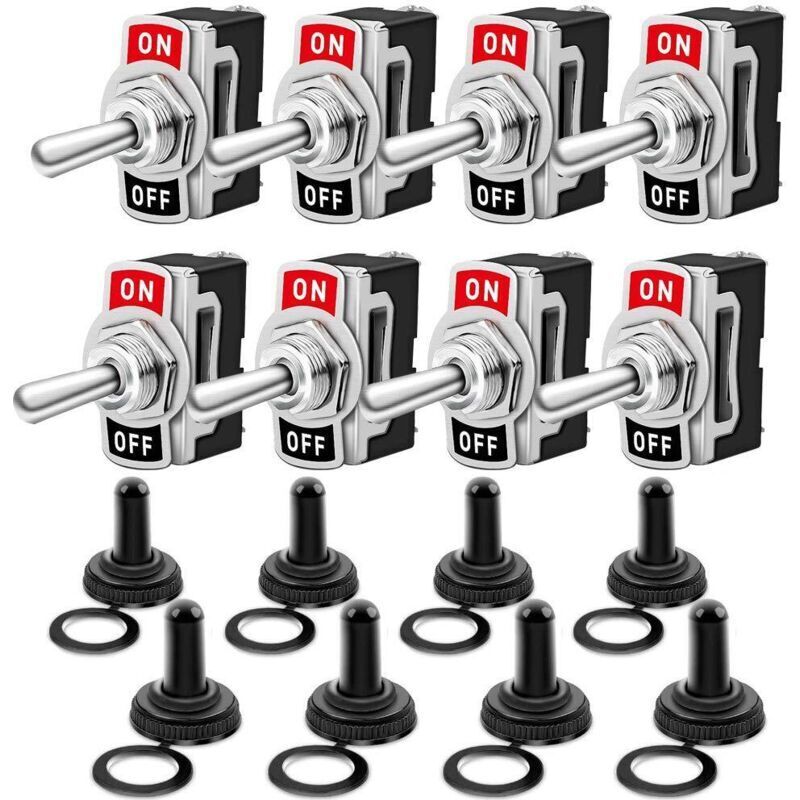 Gebildet 8 Pièces Interrupteur à Bascule avec Casquette Etanche, 10A/12VDC, 6A/24VDC, SPST ON/OFF 2 Positions 2 Broches, pour Voiture Tableau de Bord