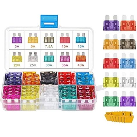 Gebildet 80 PCS 12V-24V Assortis Voiture Fusible à Lame Standard, Fusible Mecanique, 3A 5A 7.5A 10A 15A 20A 25A 30A 35A 40A