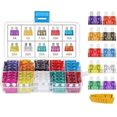 Gebildet 80 PCS 12V-24V Assortis Voiture Fusible à Lame Standard, Fusible Mecanique, 3A 5A 7.5A 10A 15A 20A 25A 30A 35A 40A