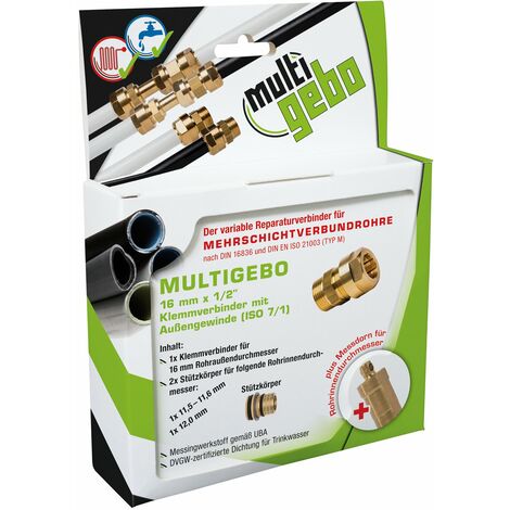 Gebo Multigebo Reparaturkit Universal Reparatur Verbundrohr 16x16mm Außengewinde