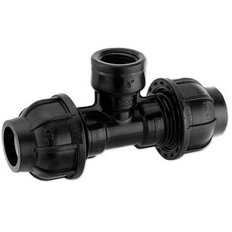 GEBO-Plast-Klemmverbinder T-Stück 20 mm x 1/2'' Innengewinde x 20 mm - für PE-Rohre - 13042001