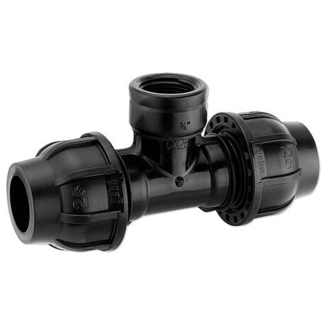 GEBO-Plast-Klemmverbinder T-Stück 25 mm x 3/4'' Innengewinde x 25 mm - für PE-Rohre - 13042502