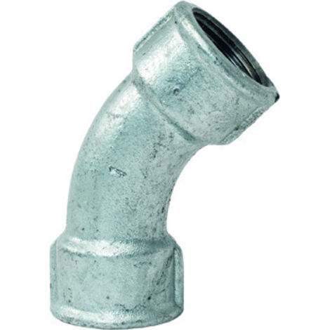 gebofittings Temperguss Gewindefittings 41 - Langer Bogen 45  - 3", verzinkt