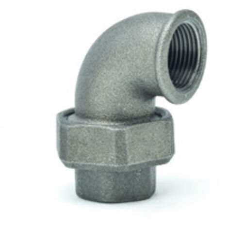gebofittings Temperguss Gewindefittings 95 -Winkel 90  flach dicht. 1 1/2",sw