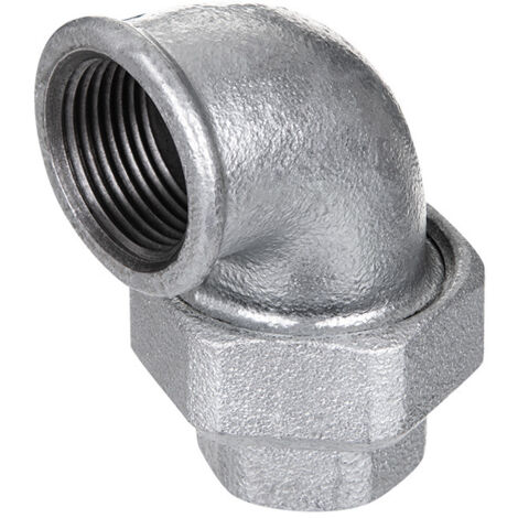 gebofittings Temperguss Gewindefittings 95 -Winkel 90  flach dicht. 3/4",verz.