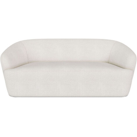 Gebogener 2-Sitzer-Bouclé-Stoffsofa - Bold Weiß