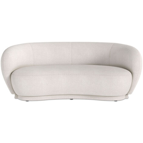 Gebogener 3-Sitzer-Bouclé-Stoffsofa - Curvy Weiß