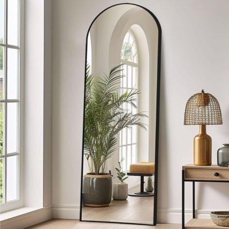 LUNAMIRROR 179 x 65 cm, großer Stand- und Wandspiegel, für Schlafzimmer, Wohnzimmer, Flur & Eingangsbereich, schwarz