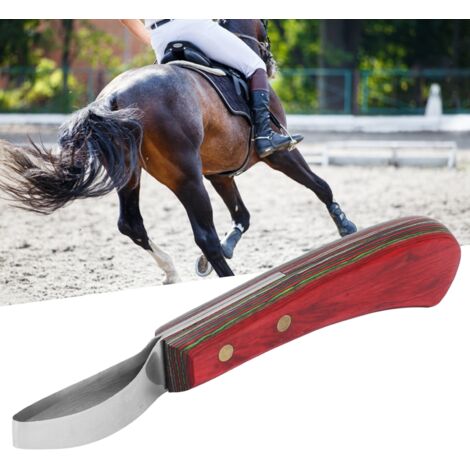 Gebogenes Hornmesser mit Griff aus Verbundholz – Meißelstahl – 19,5 cm Länge für Hufschmiede – 1 Stück