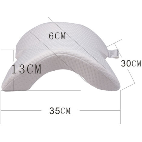 Gebogenes Nackenstützkissen aus Memory-Schaum – mit Bogenform und Armlehne, hohe Absorptionsfähigkeit und Größe 35x30cm – hergestellt aus Eisseiden-Polyester, Polyurethan und ABS-Rahmen.