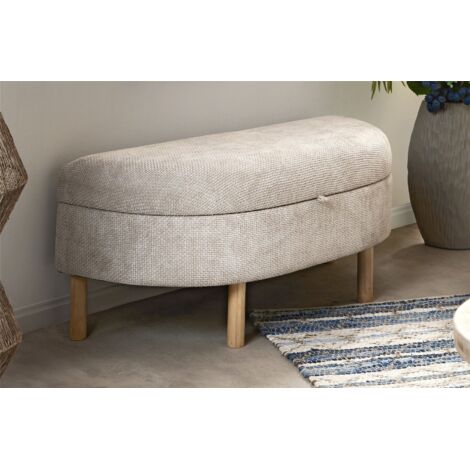 Gebogenes Schuhregal, dickes Chenille, Beige, P/Holz, 102 cm. 102 x 41 x 40 cm