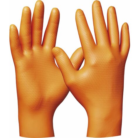 GEBOL Einweghandschuhe Orange Nitrilhandschuh Ultra Grip Größe L - 50 Stück