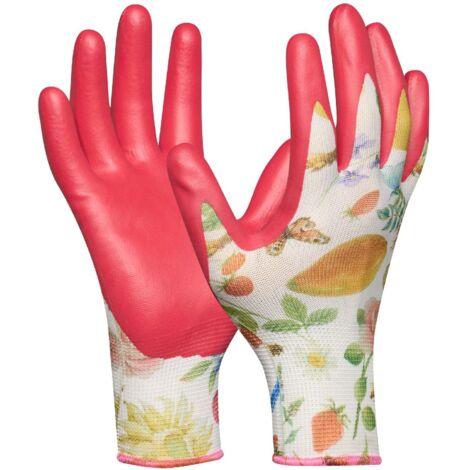 Gebol Gardeluxe Bee-friendly Flower&Fruit  1 paio  Taglia 8/M  Guanti da giardino con design api  Limited Edition  Rivestimento molto morbido  Vestibilità comoda  per donna  rosa,
