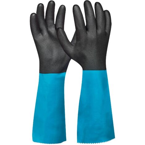Gebol Grip Tech Plus  1 paio  Taglia L (Gr 9)  Guanti lunghi in gomma in nitrile, PVC e maglia di nylon interno contro sostanze chimiche, acidi, olio e grasso, impermeabili, a prova di mano, da