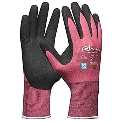 Gebol Master Flex Lady, guanti da lavoro con rivestimento in nitrile in PPU, guanti in nitrile dermatologicamente testati, guanti da giardinaggio da donna, taglia S (Gr 7), rosa, 1 paio