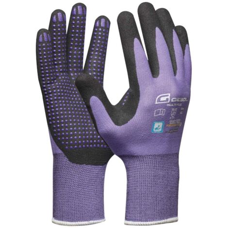 Gebol Multi Flex Lady  Guanti da lavoro con rivestimento in nitrile e gommini  Guanti in nitrile dermatologicamente testati  Guanti da giardinaggio con grip per donna  Taglia S (Gr 7)  Lilla  1