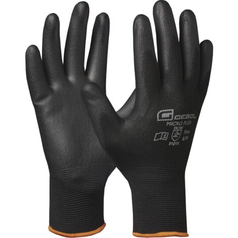 GEBOL Schutzhandschuh Micro Flex Arbeitshandschuh schwarz Größe 11  1 Paar
