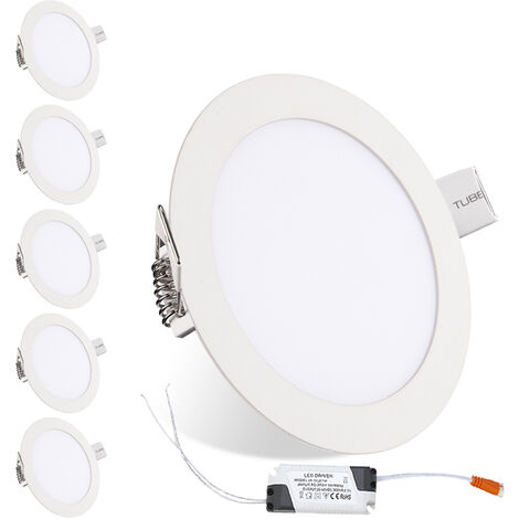 SWANEW [GEBRAUCHT] 18W LED Einbaustrahler Rund Ultra Flach Panel Leuchte Einbauleuchten mit Trafo Panellampe 3 in 1 Farbwechsel 3000-6500K Deckenleuchte Einbauleuchte （6 pack）