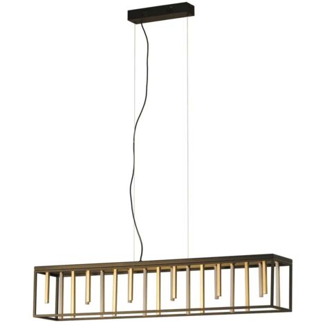 [GEBRAUCHT] B-Ware Fischer Und Honsel Pendelleuchte Led Grid Schwarz Gold Dimmbar Fernbedienung Cct