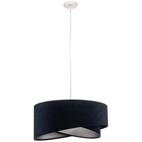 [GEBRAUCHT] B-Ware Hängeleuchte Pendelleuchte Vivien Blau/Silber Velours Deckenlampe Kunststoff