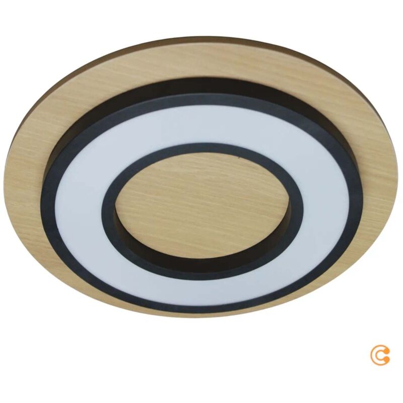 [GEBRAUCHT] B-Ware Just Light Deckenleuchte Lampe Led Holz Schwarz Tola Rund Warmweiß 3000 K