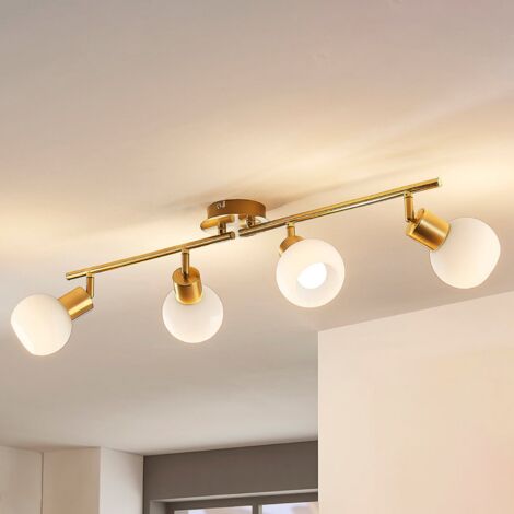 [GEBRAUCHT] B-Ware Lindby Deckenleuchte Deckenlampe Elaina Messing Glas Opalglasschirme 4 Flam459