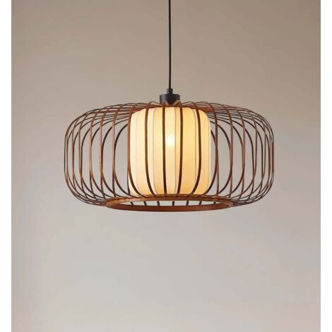[GEBRAUCHT] B-Ware Lindby Pendelleuchte Hängelampe Lampe Davella ø 50 Cm Bambus Textil