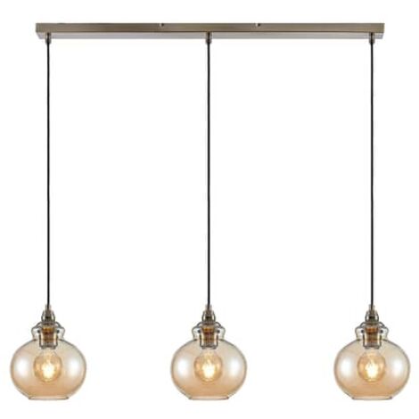 [GEBRAUCHT] B-Ware Lindby Tymoni Glas Pendelleuchte Hängeleuchte Deckenlampe Lampe Amber 3 Flammig