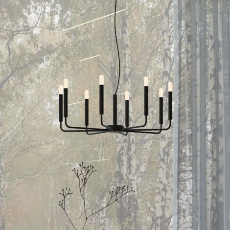 [GEBRAUCHT] B-Ware Nowodvorski Lighting Kronleuchter Pendelleuchte Lampe Schwarz Stahl Orto