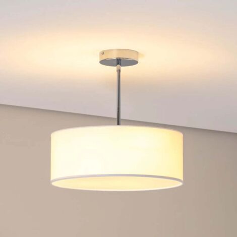 [GEBRAUCHT] B-Ware Oja Deckenleuchte Lampe Chrom/Weiß Hängelampe ø40cm Textil Stahl Beleuchtung