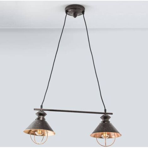 [GEBRAUCHT] B-Ware Orion Zweiflammige Hängeleuchte Shanta Schwarzkupfer Pendelleuchte Deckenlampe