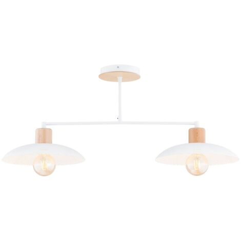 [GEBRAUCHT] Emibig Lighting Kobe Deckenleuchte Hängelampe Leuchte 2 Flg. Stahl Holz Weiß E27 B-Ware