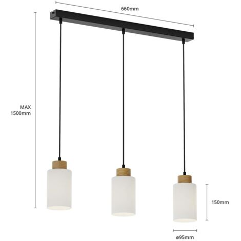 [GEBRAUCHT] Envostar Talia Pendelleuchte Hängelampe Lampe 3 Fl E27 Linea Eiche Weiß Schwarz B-Ware