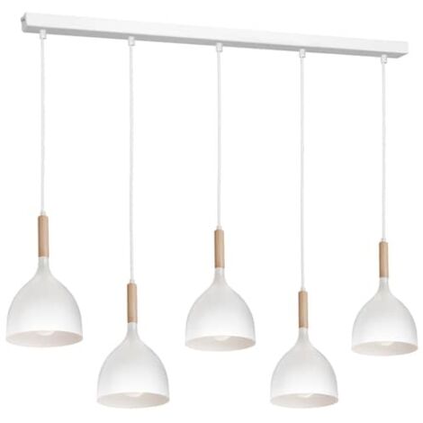[GEBRAUCHT] Euluna Hängeleuchte Noak 5 Flg. Lang Weiß Holz Natur Deckenlampe Pendelleuchte B-Ware