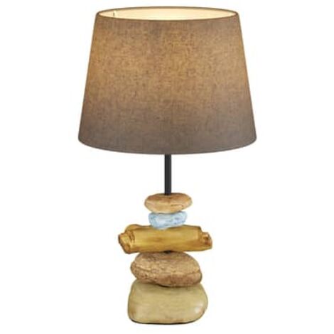 [GEBRAUCHT] Euluna Tischlampe Vera Stoffschirm Und Stein Dekor 38 Cm Tischlampe Deko Lampe B-Ware
