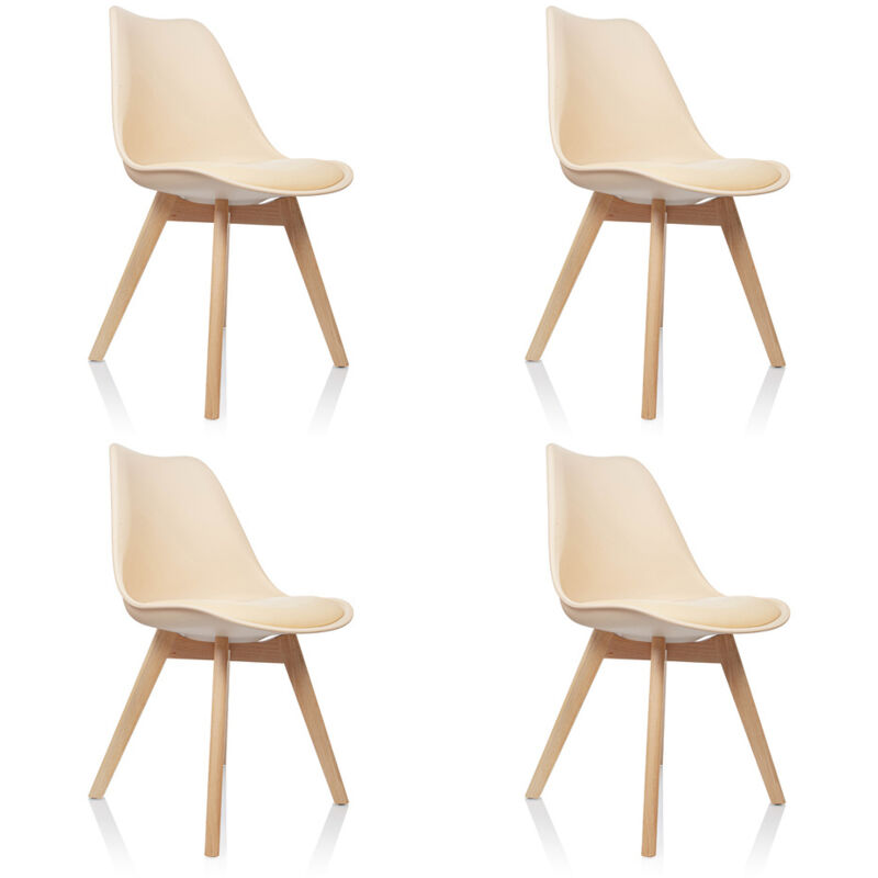 Besucherstuhl / Schalenstuhl Scandi Kunststoff Beige 4er Pack Hjh Office