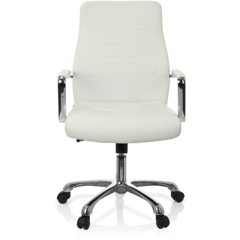 [GEBRAUCHT] Hjh Office Bürostuhl Chefsessel Stuhl Kunstleder Creme Armlehnen Verchromt Stahl B-Ware