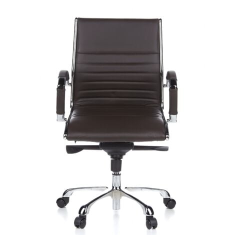 [GEBRAUCHT] Hjh Office Bürostuhl Chefsessel Stuhl Leder Braun Chrom Aluminium Fußkreuz B-Ware