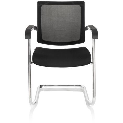 [GEBRAUCHT] Hjh Office Freischwinger Stuhl Besucherstuhl Schwarz Konferenzstuhl Netzstoff B-Ware