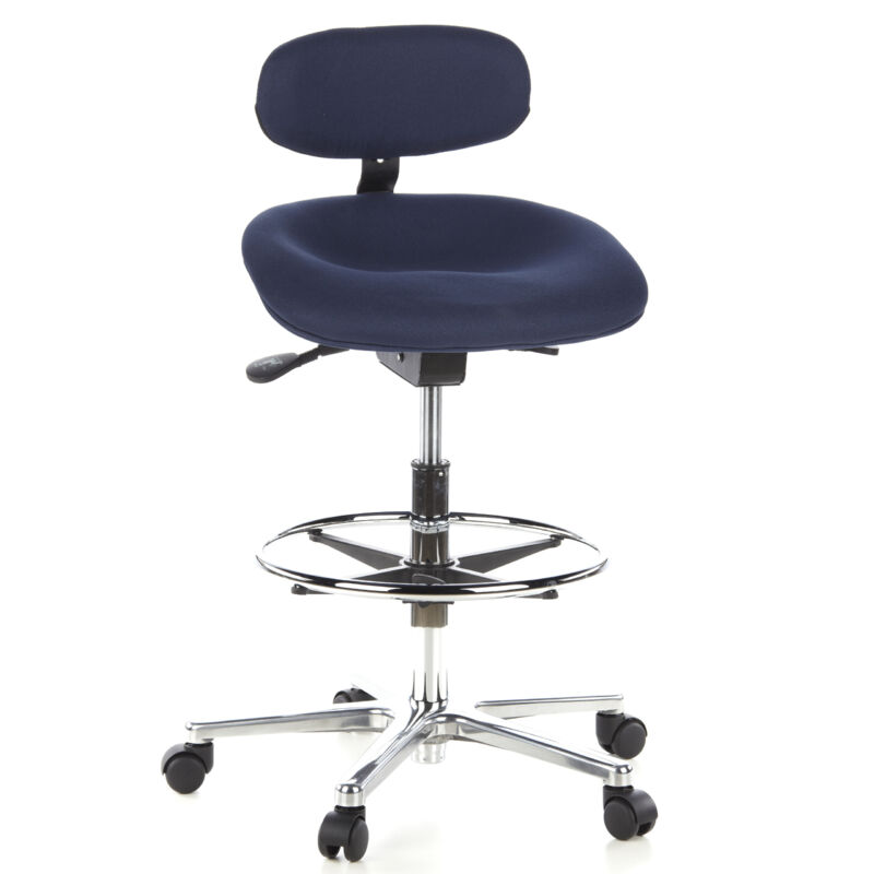 hjh Office Hocker / Drehhocker / Arbeitsstuhl Work Mf Stoff Blau Chrom Hjh Offic