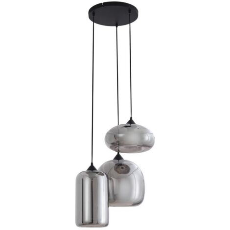 [GEBRAUCHT] Lindby Hängeleuchte Pendelleuchte Marla Glas Rauchgrau 50 Cm Rondell Lampe Spot B-Ware