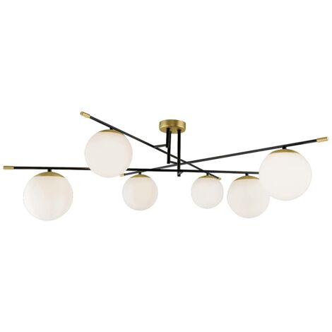 [GEBRAUCHT] Maytoni Nostalgia Deckenlampe Deckenleuchte Lampe Leuchte 6 Flammig Gold Glas B-Ware