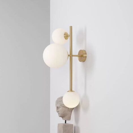 [GEBRAUCHT] Wandleuchte Joel Wandlampe Wandlicht Leuchte Lampe Led Messing/Weiß Dreiflammig B-Ware