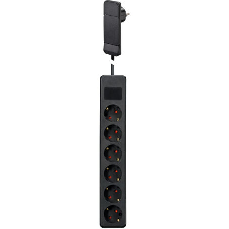 GEBRO Multiprise 104715, 6 sockets, avec fiche plate SmartPlug, noire