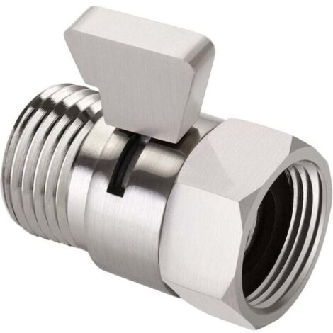 (Gebürstetes Nickel) Wasserdurchflussregler, Absperrventil aus gebürstetem Nickel für Handbrause, einstellbares Wasserdruck-Absperrventil, Standard-Messing-G1/2-Anschluss