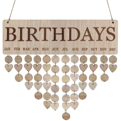 Geburtstagskalender aus Holz zum Aufhängen – DIY-Tabelle mit Etiketten – Erinnerungsgeschenk für Mama