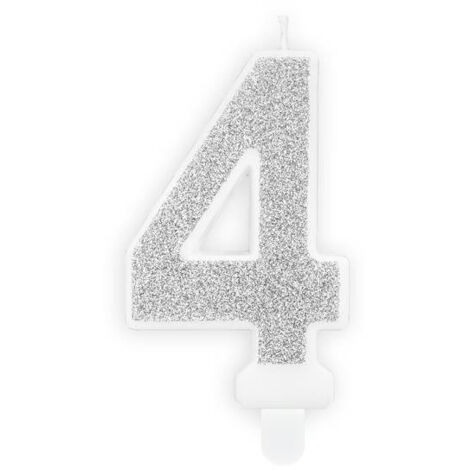 Geburtstagskerze Nummer 4, Silber
