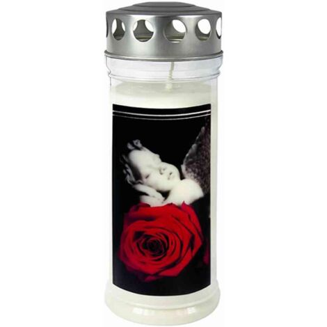 Gedenkkerze "Rose/Engel" 215 x 75 mm 7 Tage