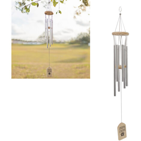 [Gedenkspiel] Gedenkspiel für Haustiere, für den Außenbereich, Kiefernholz und Aluminiumrohre, 65 cm, 137 g, Pfotenabdruck-Design